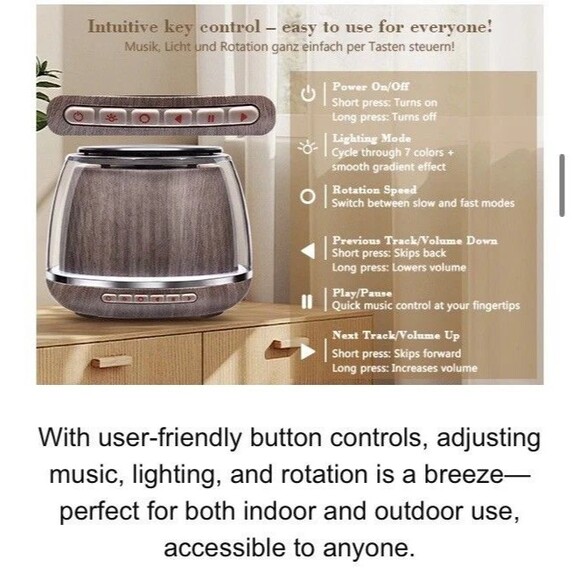 Rotating 7 Colors Bluetooth Speaker Wireless 360° RGB Lights 2600mAh Battery New - Picture 2 of 15